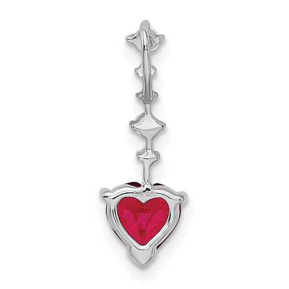 14K Weißgold Rubin und Echt Diamant Herz Kette Anhänger
