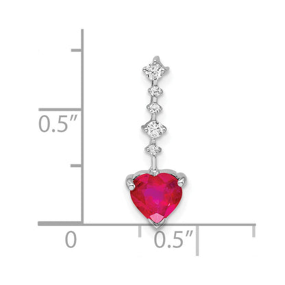 14K Weißgold Rubin und Echt Diamant Herz Kette Anhänger