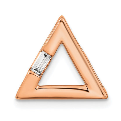 14K Roségold Poliert Dreieck Echt Diamant Kette Anhänger