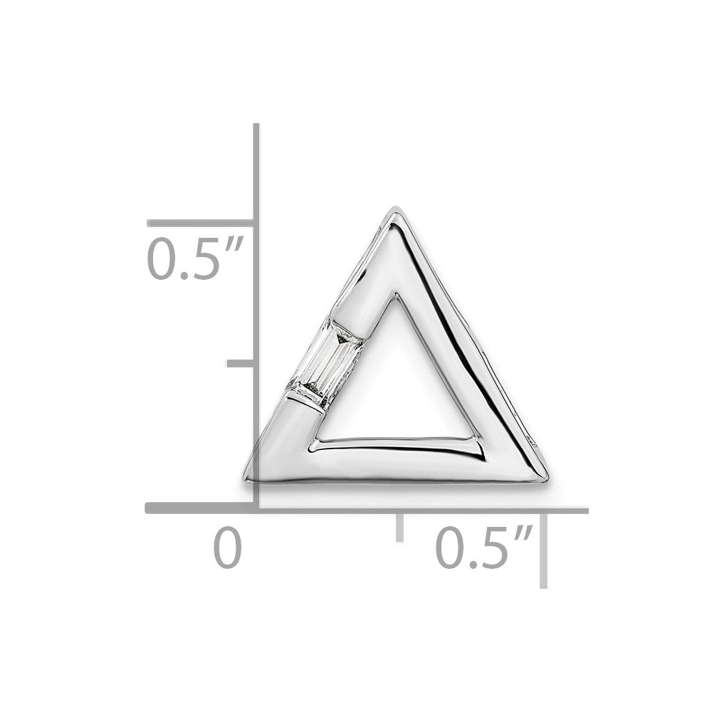 14K Weißgold Poliert Dreieck Echt Diamant Kette Anhänger