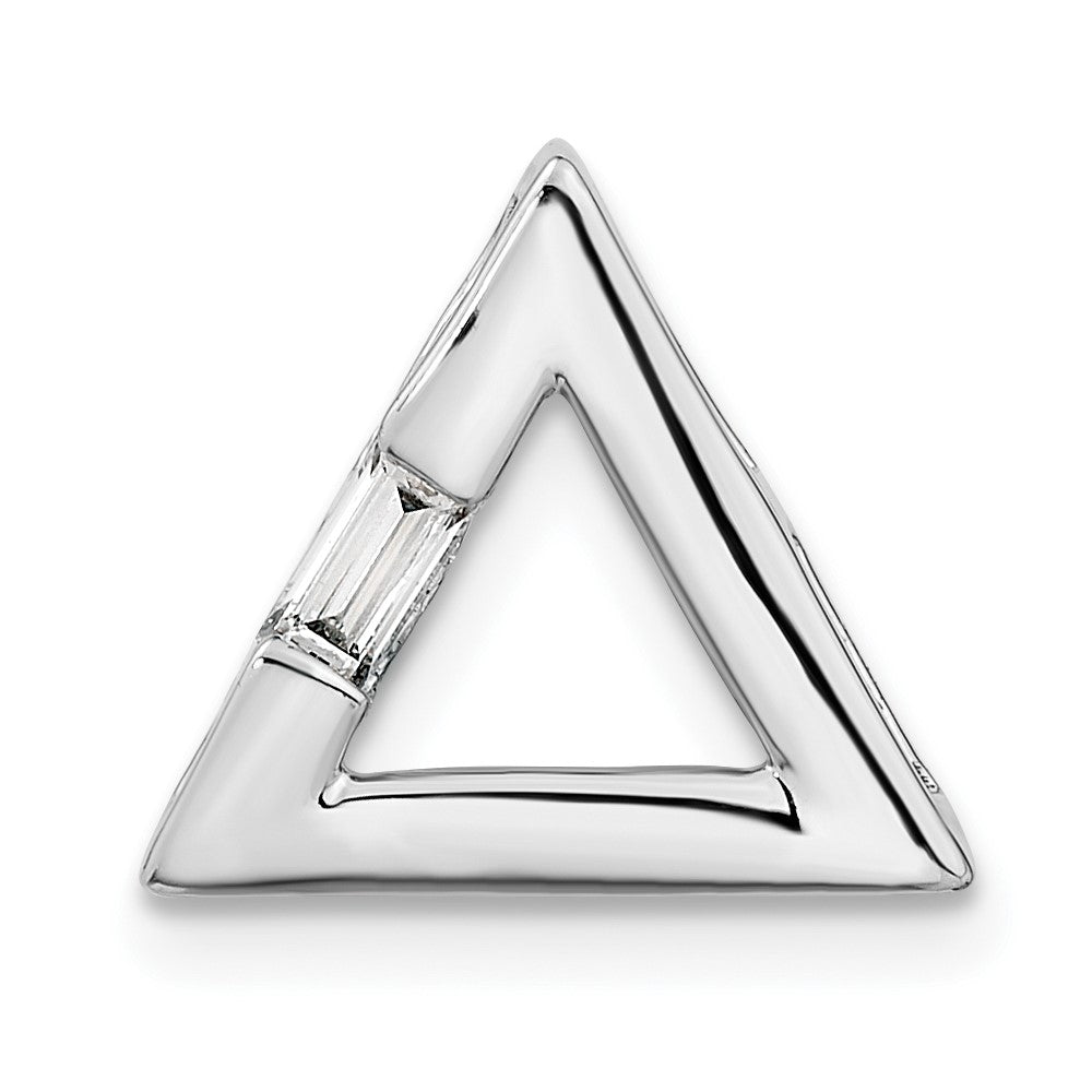 14K Weißgold Poliert Dreieck Echt Diamant Kette Anhänger