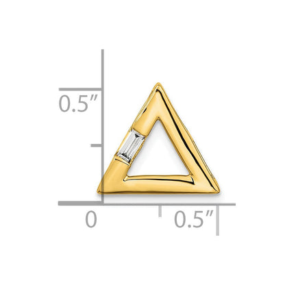 14K Gelbgold Poliert Dreieck Echt Diamant Kette Anhänger