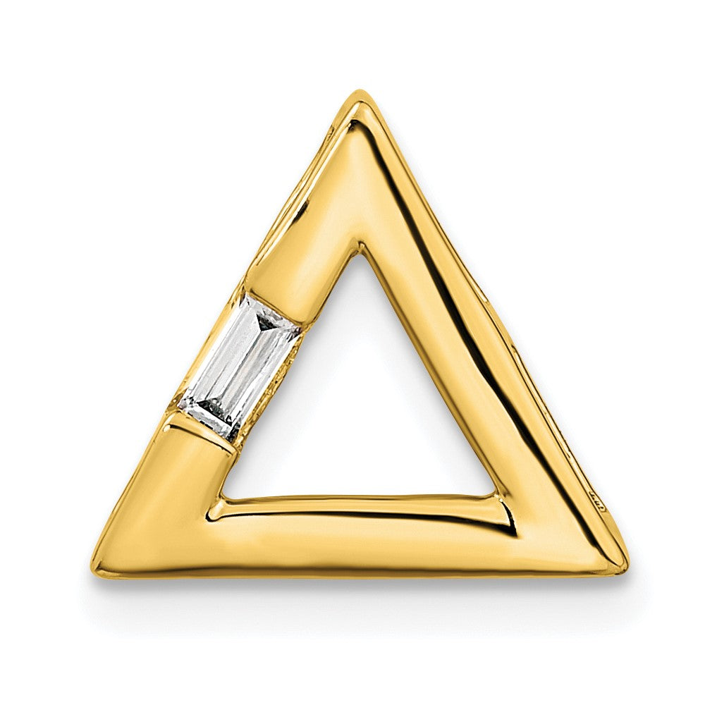 14K Gelbgold Poliert Dreieck Echt Diamant Kette Anhänger