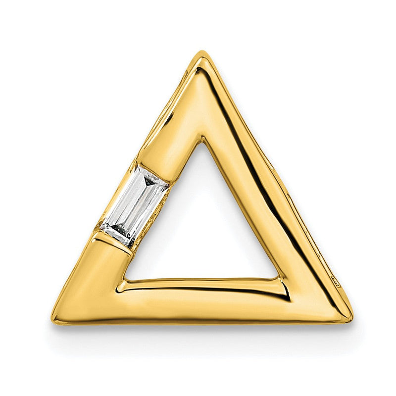 14K Gelbgold Poliert Dreieck Echt Diamant Kette Anhänger