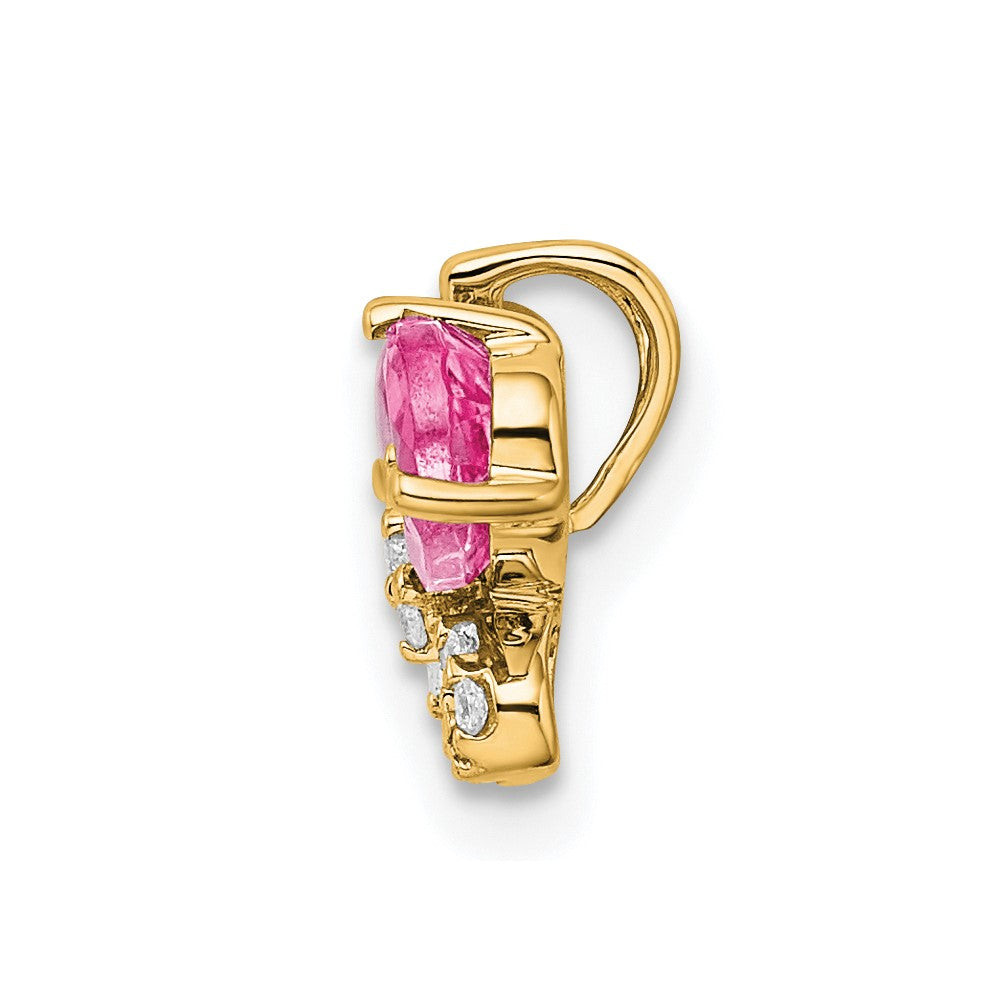 14K Gelbgold Rosa Turmalin & Diamant Schmetterling Kette Anhänger