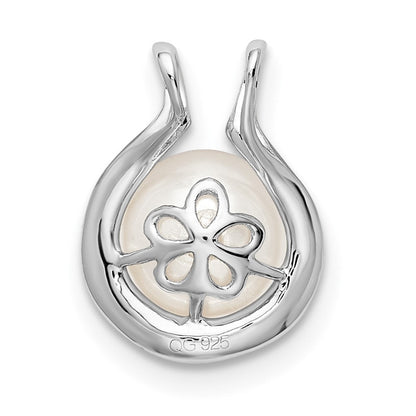 14K Weißgold Süßwasser Zuchtperle & Echt Diamant Kette Anhänger
