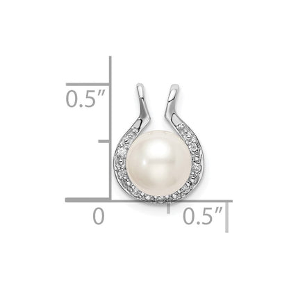 14K Weißgold Süßwasser Zuchtperle & Echt Diamant Kette Anhänger