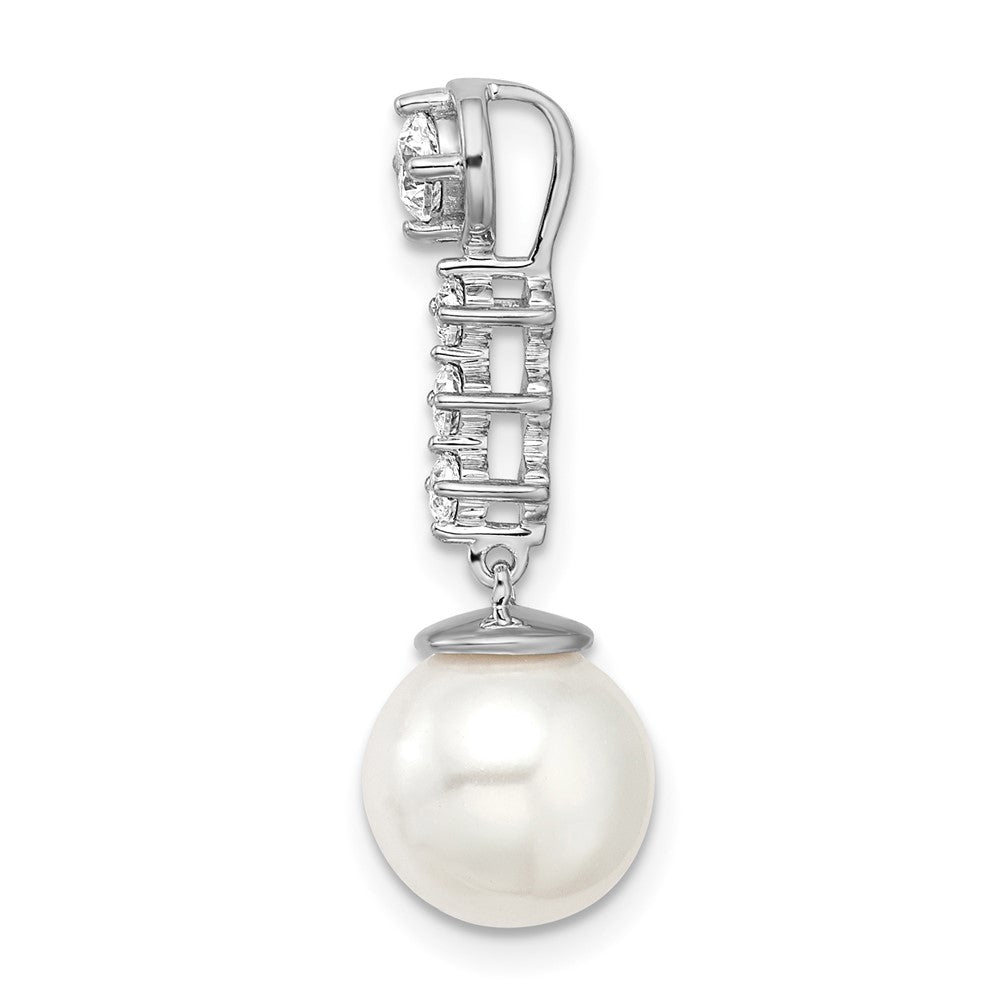 14K Weißgold Süßwasser Zuchtperle & Echt Diamant Kette Anhänger