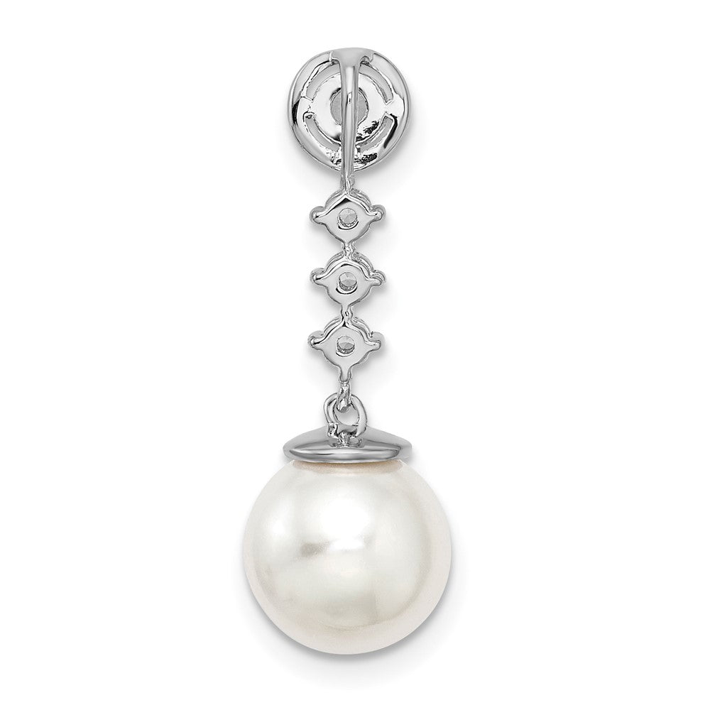 14K Weißgold Süßwasser Zuchtperle & Echt Diamant Kette Anhänger