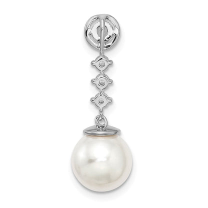 14K Weißgold Süßwasser Zuchtperle & Echt Diamant Kette Anhänger