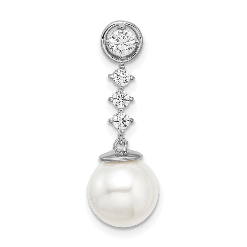 14K Weißgold Süßwasser Zuchtperle & Echt Diamant Kette Anhänger
