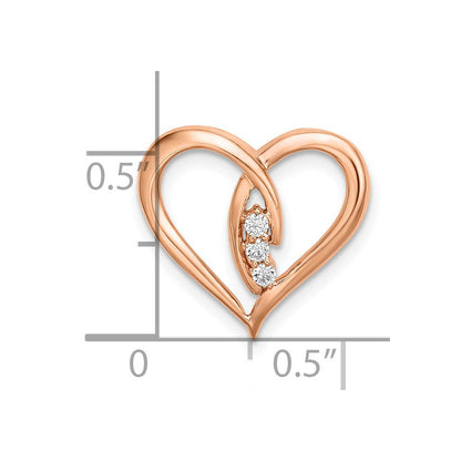 14K Roségold Diamant Poliert Herz Kette Anhänger
