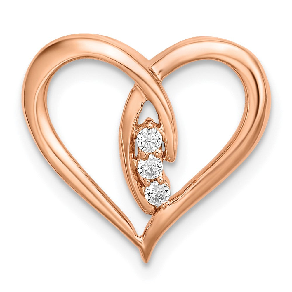 14K Roségold Echt Diamant Poliert Herz Kette Anhänger