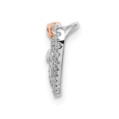 14K Weiß & Roségold Herz Echt Diamant Kette Anhänger