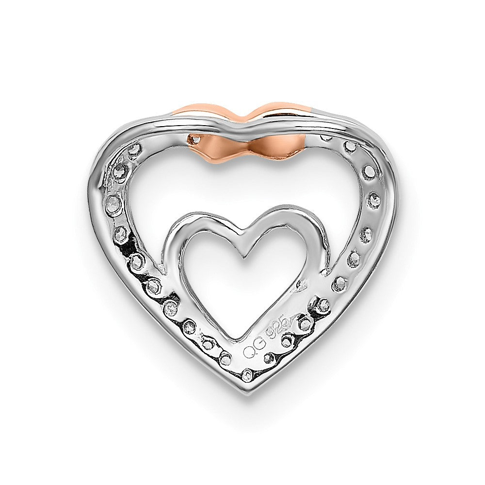 14K Weiß & Roségold Herz Echt Diamant Kette Anhänger
