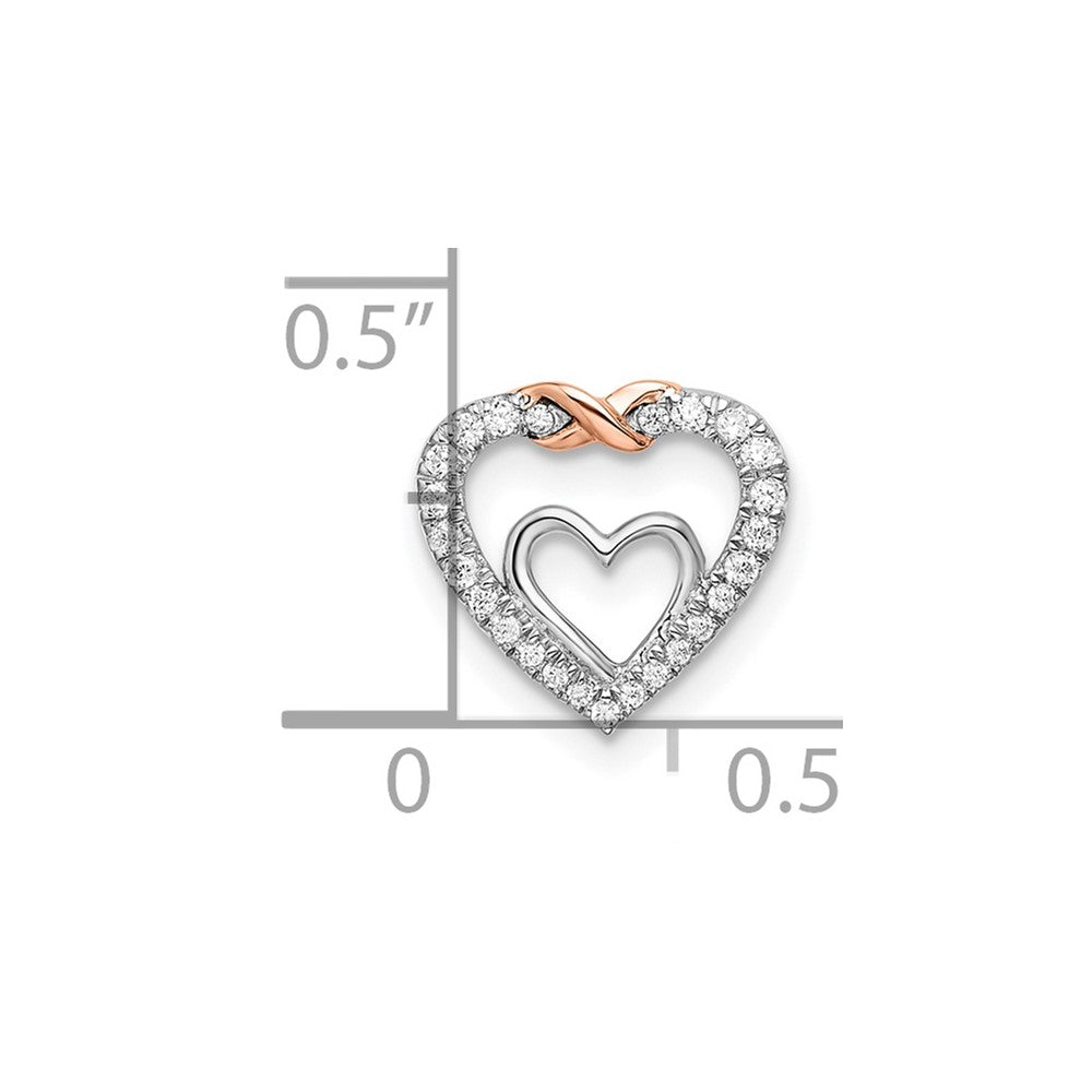 14K Weiß & Roségold Herz Echt Diamant Kette Anhänger