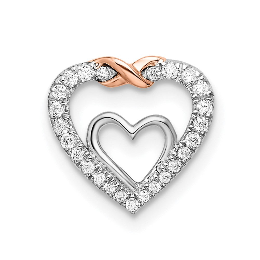 14K Weiß & Roségold Herz Echt Diamant Kette Anhänger
