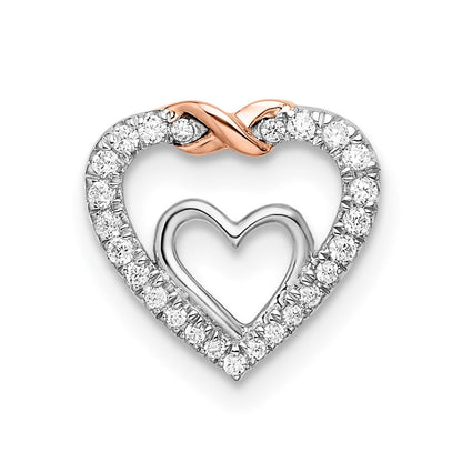 14K Weiß & Roségold Herz Echt Diamant Kette Anhänger