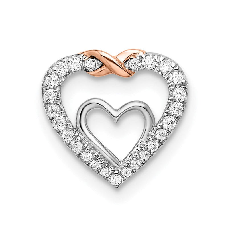 14K Weiß & Roségold Herz Echt Diamant Kette Anhänger