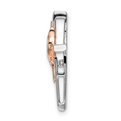 14K Bicolor Weiß & Rose Diamant Kreuz Kette Anhänger