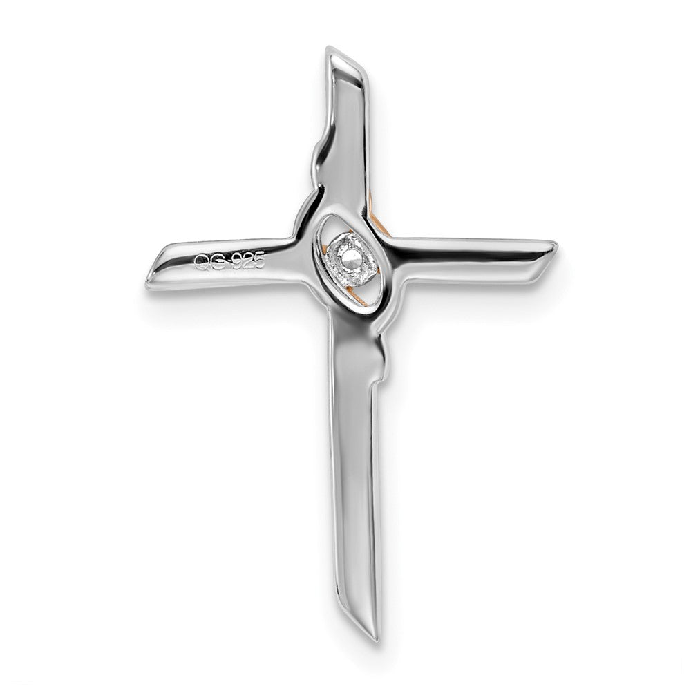 14K Bicolor Gold Weiß & Rose Echt Diamant Kreuz Kette Anhänger