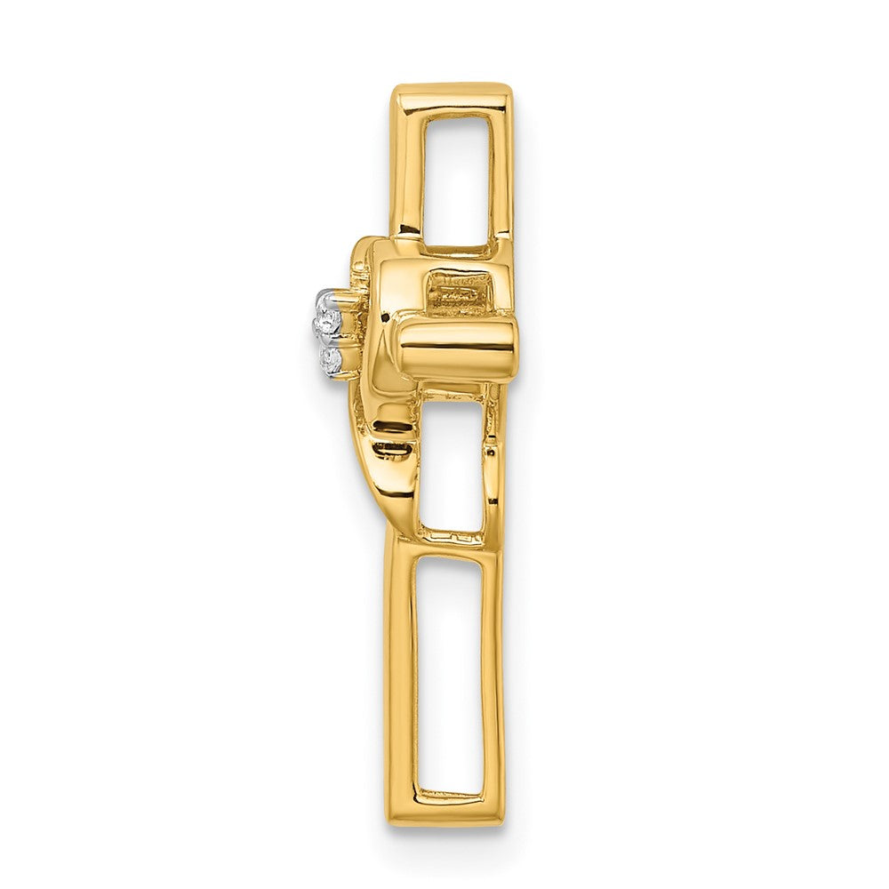 14K Gelbgold Poliert Kreuz mit Herz Echt Diamant Kette Anhänger