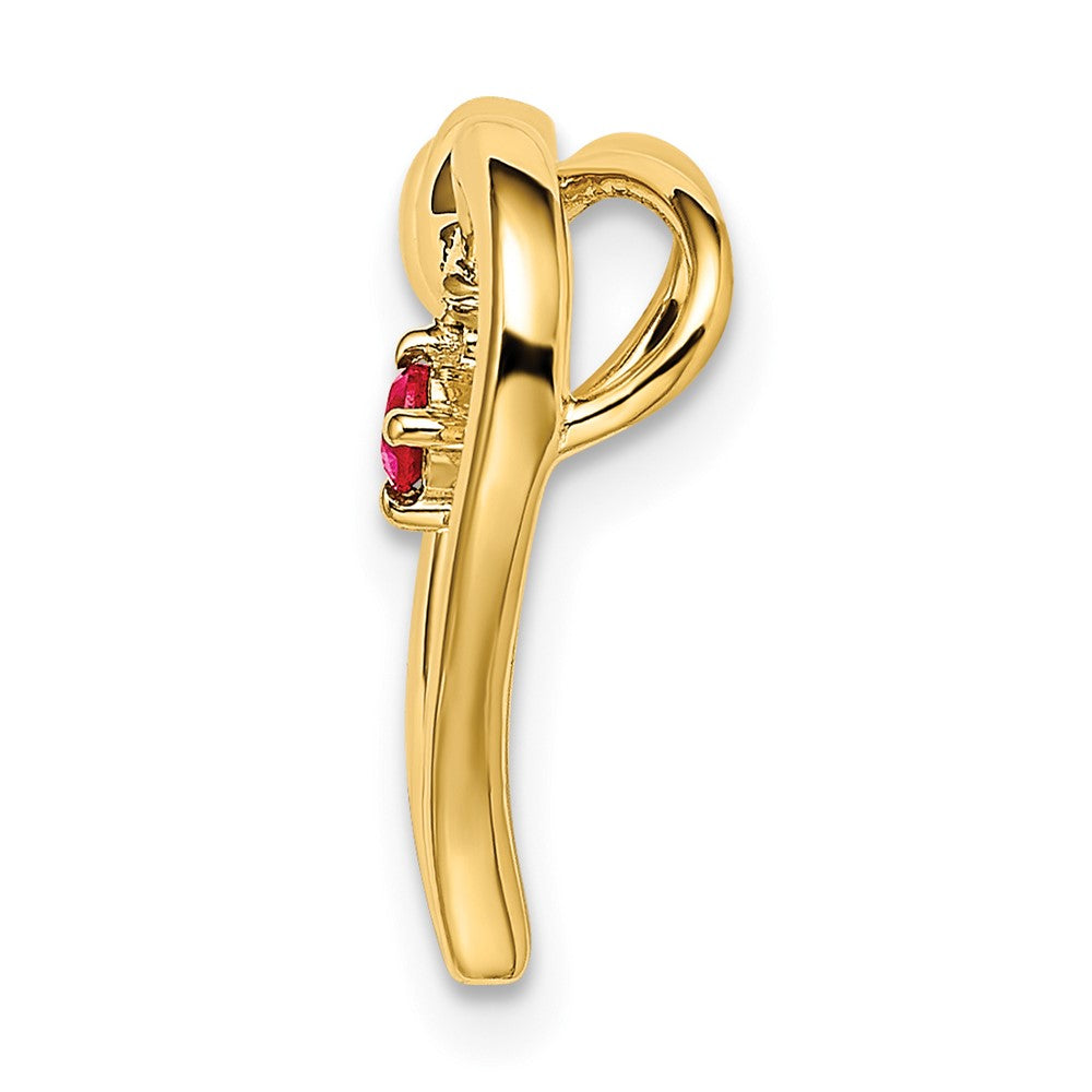 14K Gelbgold Poliert Rubin Herz Kette Anhänger