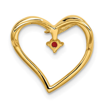 14K Gelbgold Poliert Rubin Herz Kette Anhänger