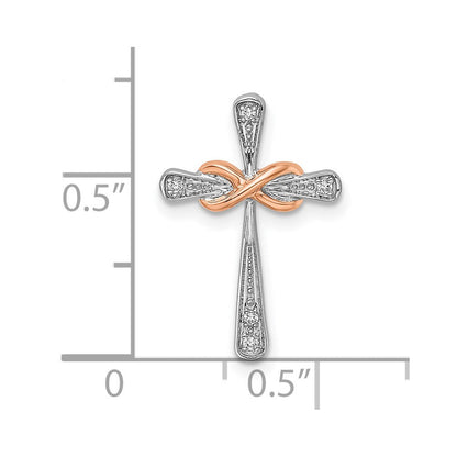 14K Bicolor Weiß & Rose Kreuz Unendlichkeit Diamant Kette Anhänger