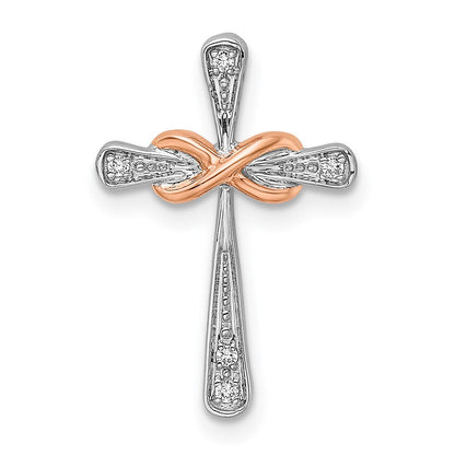 14K Bicolor Weiß & Rose Kreuz Unendlichkeit Diamant Kette Anhänger