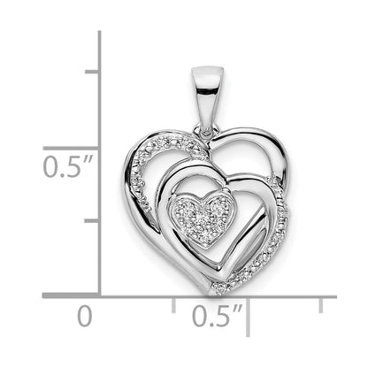 14K Weißgold Poliert Herz Echter Diamant Anhänger