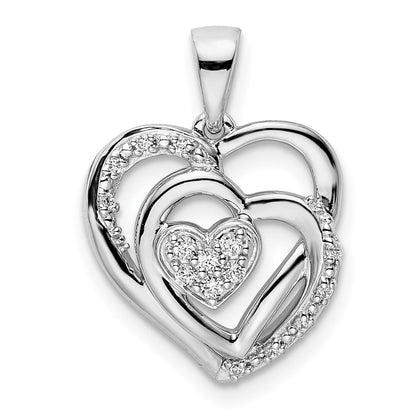 14K Weißgold Poliert Herz Echter Diamant Anhänger