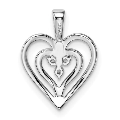 14K Weißgold Poliert Herz Echt Diamant Anhänger