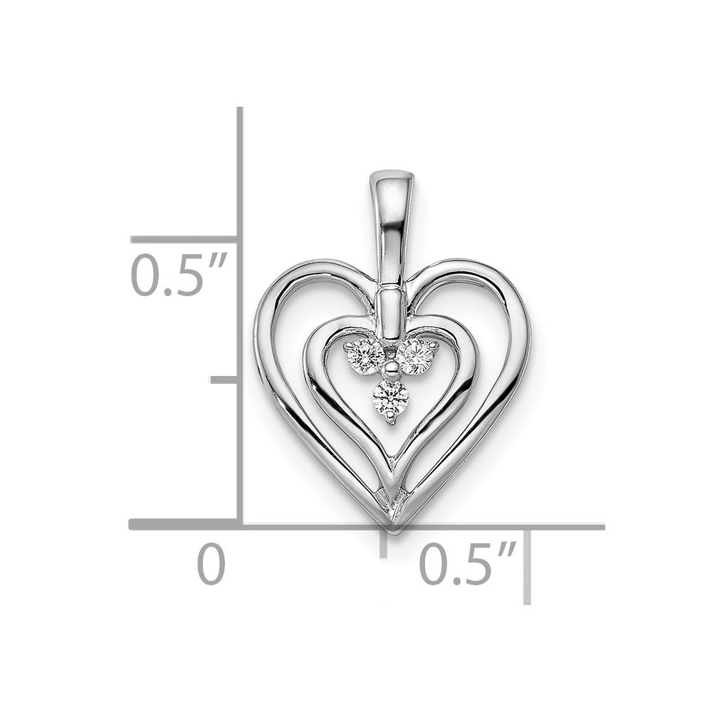 14K Weißgold Poliert Herz Echt Diamant Anhänger