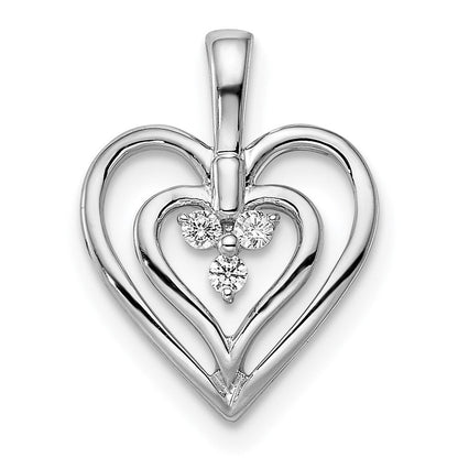 14K Weißgold Poliert Herz Echt Diamant Anhänger