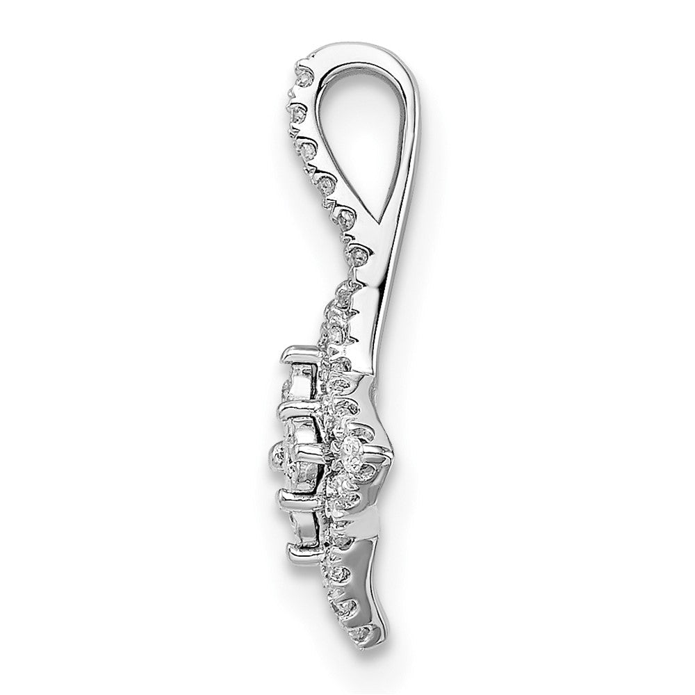 14K Weißgold Poliert Fantasie Echt Diamant Kette Anhänger