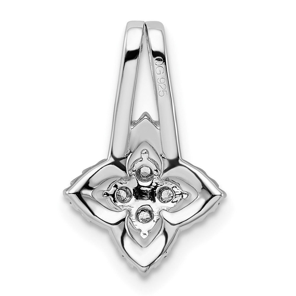 14K Weißgold Poliert Fantasie Echt Diamant Kette Anhänger