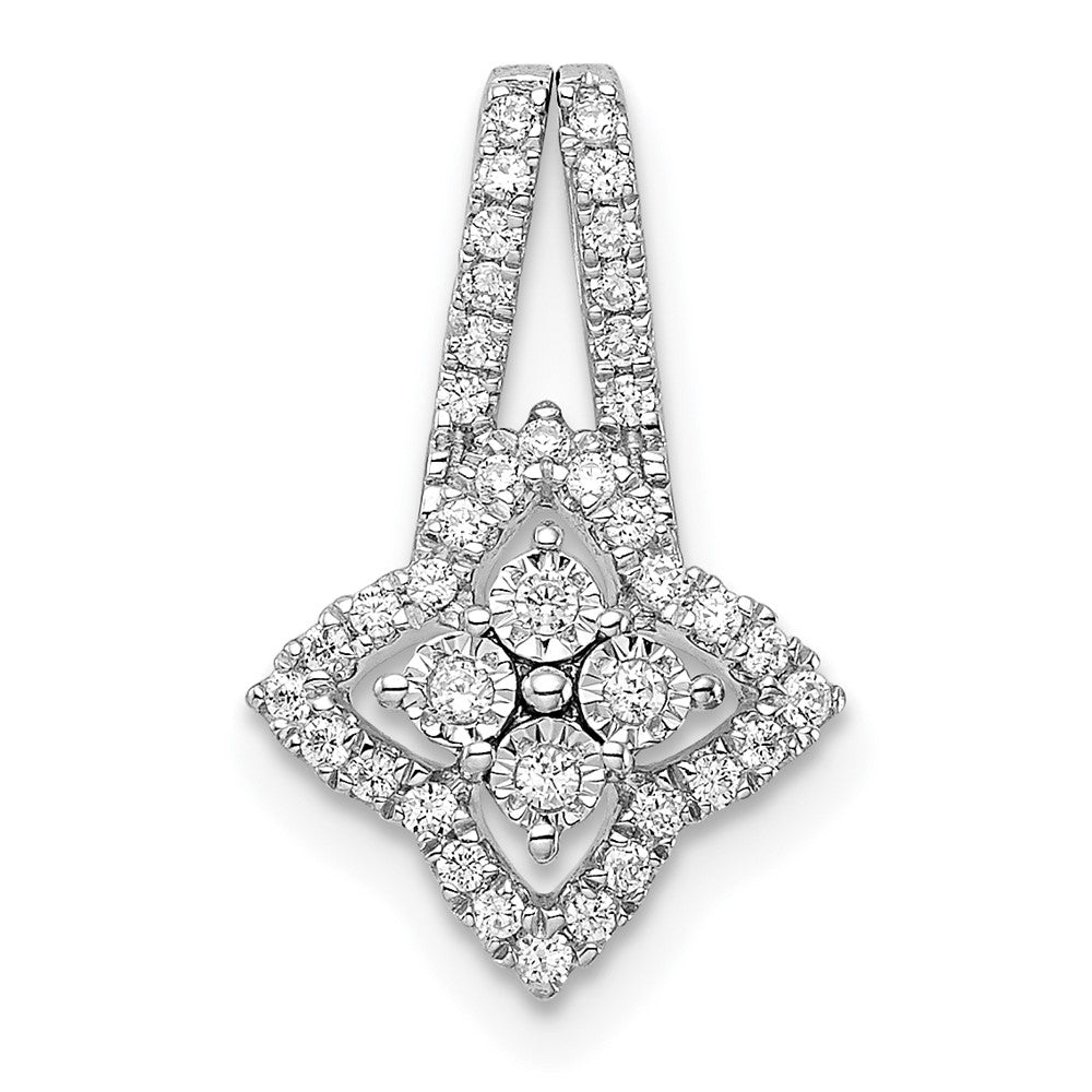 14K Weißgold Poliert Fantasie Echt Diamant Kette Anhänger