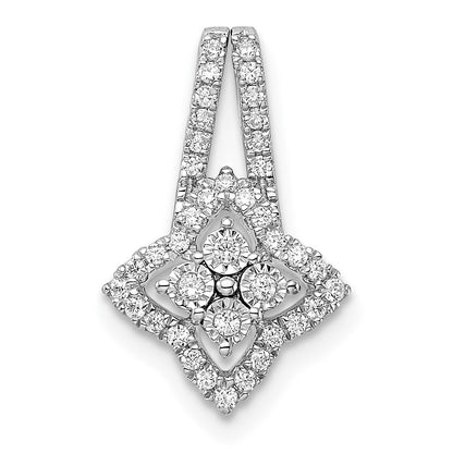 14K Weißgold Poliert Fantasie Echt Diamant Kette Anhänger
