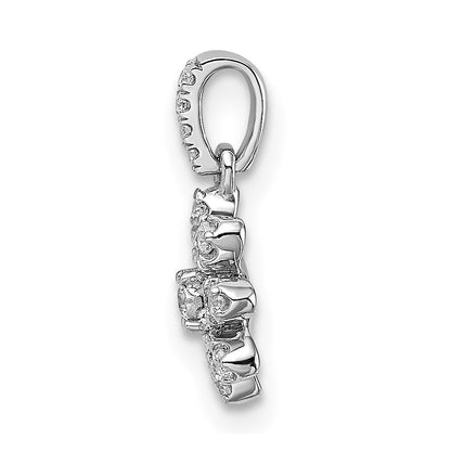 14K Weißgold Polierter Echter Diamant-Blüten-Anhänger