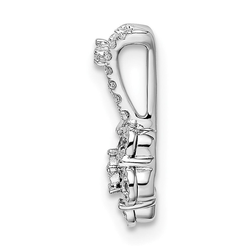14K Weißgold polierter Blumenanhänger mit echten Diamanten