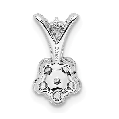 14K Weißgold polierter Blumenanhänger mit echten Diamanten