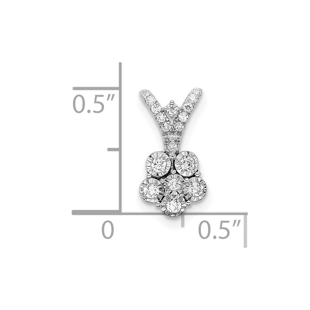 14K Weißgold polierter Blumenanhänger mit echten Diamanten