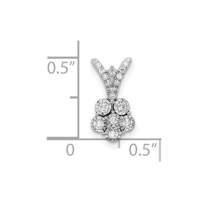 14K Weißgold polierter Blumenanhänger mit echten Diamanten