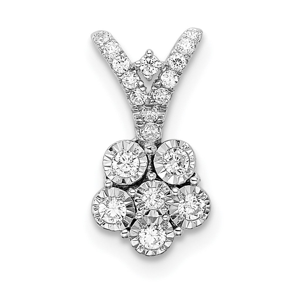 14K Weißgold polierter Blumenanhänger mit echten Diamanten