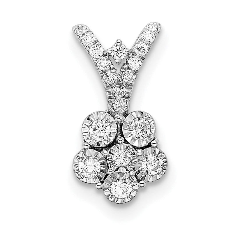 14K Weißgold polierter Blumenanhänger mit echten Diamanten