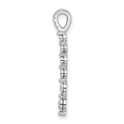 14K Weißgold Graduating Echt Diamant Kette Anhänger