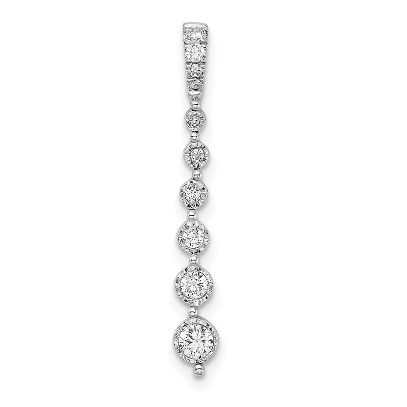 14K Weißgold Graduating Echt Diamant Kette Anhänger