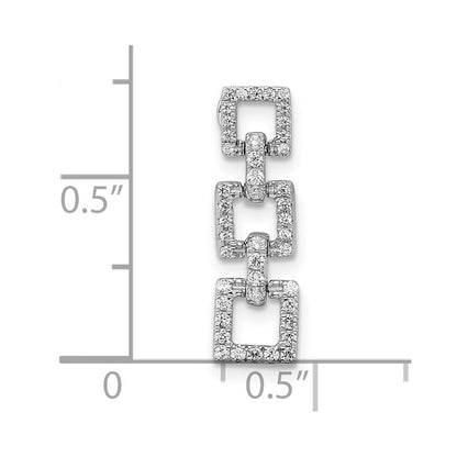14K Weißgold Quadratisch Echt Diamant Hängend Kette Anhänger