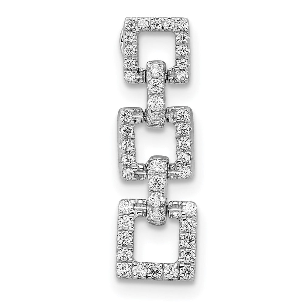 14K Weißgold Quadratisch Echt Diamant Hängend Kette Anhänger